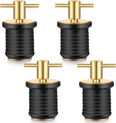 Linkstyle 4 PCS Brass T-Handle Drain Plug, Marine Boat Drain Plugs for 1 Inch Diameter Drains