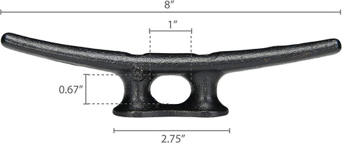 8" 8 Inch 4 8 Pack Dock Cleat | Weatherproof Electrophoretic Coated Cast Iron Black Boat Cleat Tie Downs for Marine