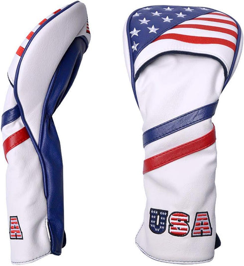 GOOACTION USA Golf Club Driver Cover - American Stars and Stripes Flag Synthetic Leather Protector
