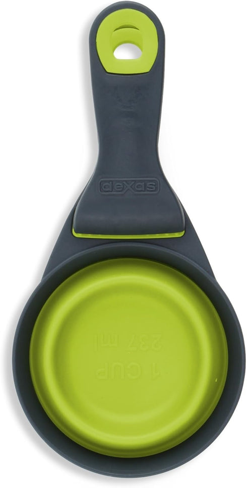 Dexas Popware for Pets Collapsible Klip Scoop, 1 Cup Capacity, 3 in 1 Design, Gray/Green
