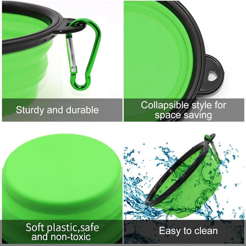 Dog Bowl Pet Collapsible Bowls, 2 Pack for Cats Dogs, Portable Pet Feeding Watering Dish with 2 Carabiners (Small,