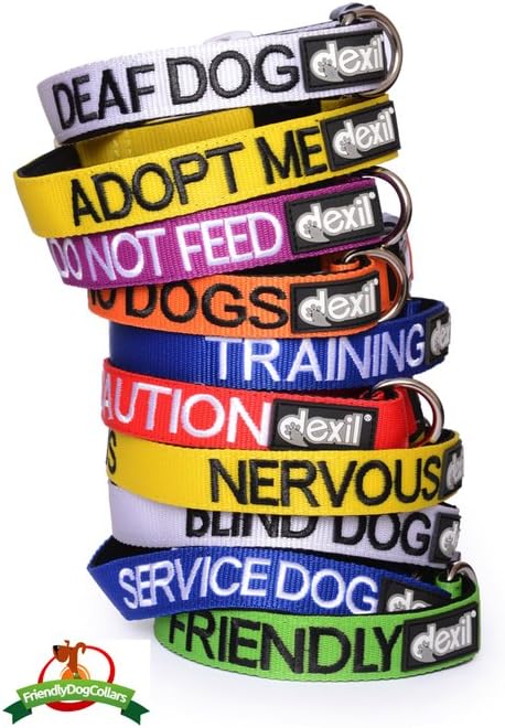 Limited DO NOT PET Red Color Coded S-M L-XL Neoprene Padded Dog Collar Prevents Accidents by Warning Others of Your Dog in Advance (L-XL)