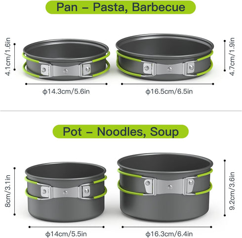 ACAGALA 2-3 Set Portable Outdoor Tableware Camping Cookware People Multifunctional Portable Cooking for Outdoor Stove