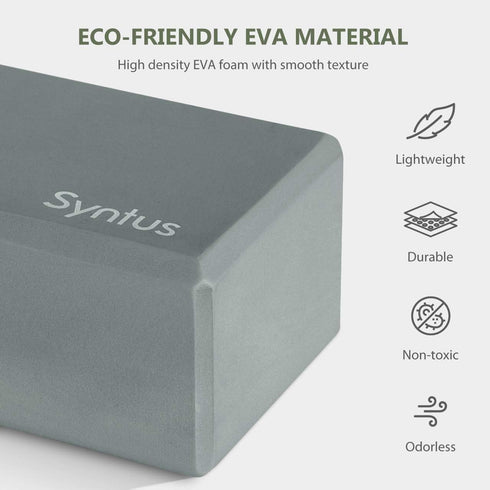 Syntus Yoga Block and Strap Set, 2 EVA Foam Soft Non-Slip Yoga Blocks, 8FT Metal D-Ring Strap for Fitness