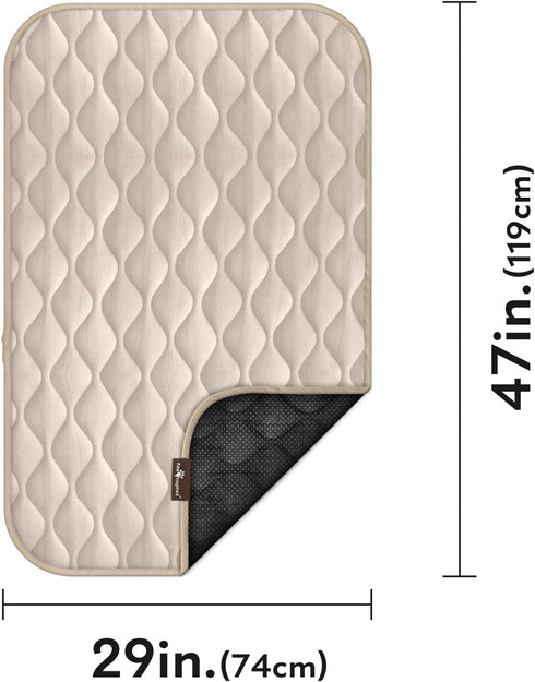Paw Inspired Washable Padded Crate Mats for Dogs, 47” x 29” Pad, Leakproof Waterproof Bottom, Tan