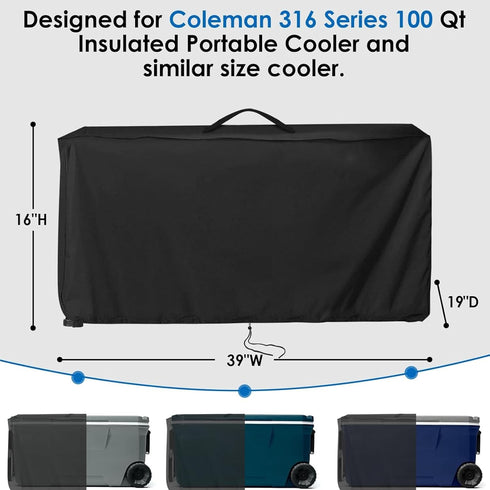 80 (39"Wx19"Dx16"H) Patio Cooler Cart Cover for Most Quart Rolling Cooler Cart Cover