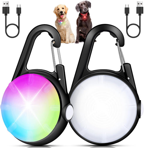 Dog Lights for Night Walking, 2 Pack Rechargeable Clip On Safety Light for Nighttime, IP68 Waterproof (Black)