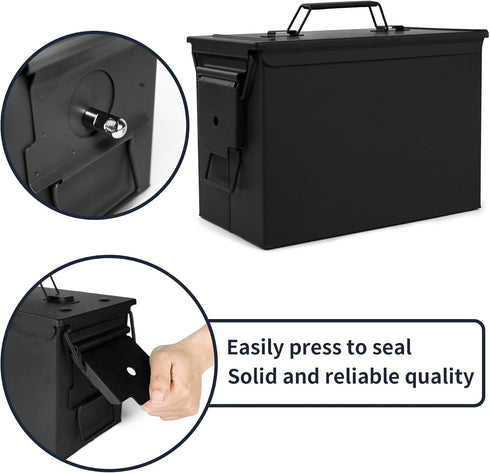 GUGULUZA Metal Ammo Can .50 Cal, Lockable Waterproof & Airtight Ammo Storage Case for Shotgun, Rifles, Pistols