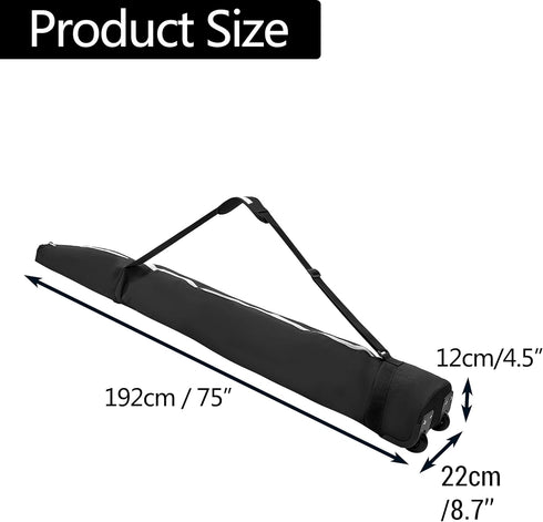 LIXADA Waterproof Snowboard Bag with Wheels, 75.6x12.6x5.1'', Portable Roller Case with Adjustable Strap