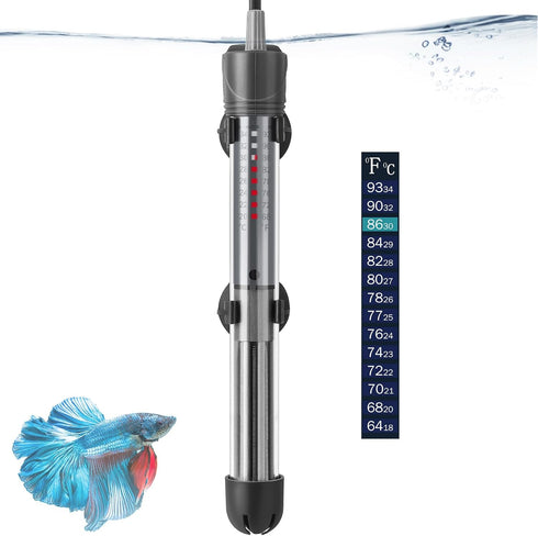 HITOP Adjustable Aquarium Heater, 25W 50W 100W 200W 300W, Submersible Fish Tank Thermostat with Suction Cups