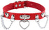 Red Leather Choker Collar with Chain Leash Set Adjustable Soft PU Heart Pendant Necklace for Women Ladies Pet Dogs Cats