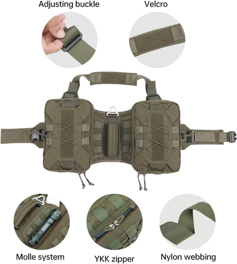 EXCELLENT ELITE SPANKER Dog Pack - Saddle Bag Backpack for Medium & Large Dogs, 2 Capacious Side Pockets (M, Ranger