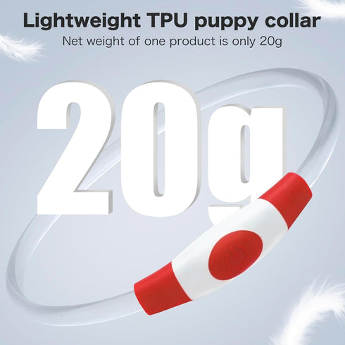 BSEEN Light Up Dog Collar, Rechargeable LED TPU Cuttable Lighted Collar for Small Medium Large Dogs (XS-Red, 40cm)