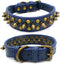 Spiked Studded Dog Collar, Adjustable Soft Leather Puppy Collar for Small Medium Dogs, Bulldog, Pitbull