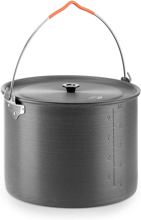 Naturehike 10.5 Quart Aluminum Hanging Pot, Portable Camping Pot with Lid for 6-8 Person Outdoor Cooking