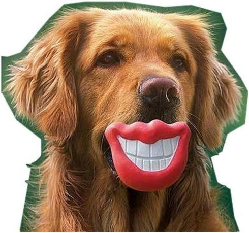 Prettysell Big Red Lip Rubber Puppy Dog Toy with Sound Squeaker for Pet Dogs, Squeaky Toy