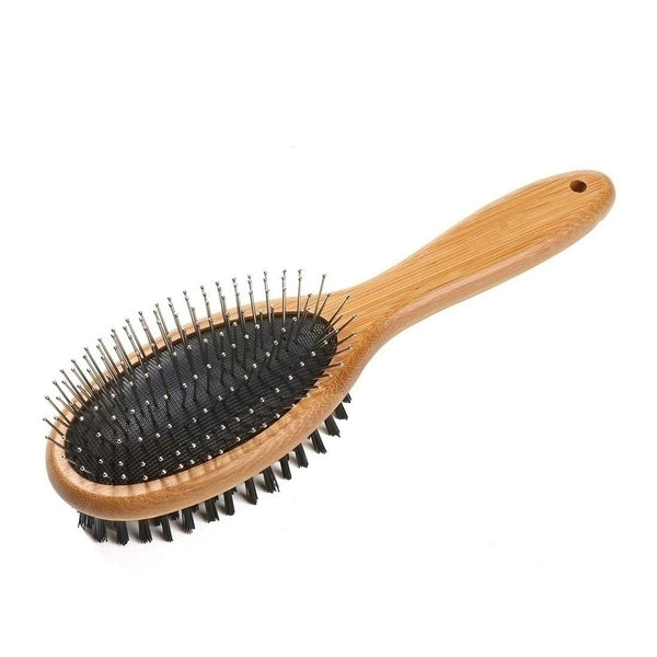 KylePet Dog Brush - Double Sided Slicker Brush with Bamboo Handle for Long Hair Pets, Grooming Comb for Shedding