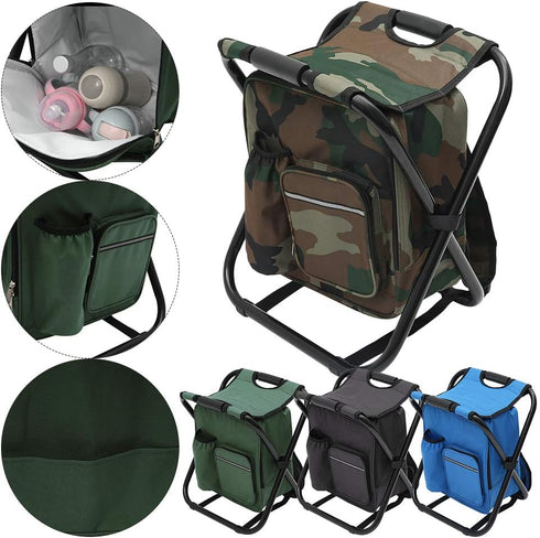 Fishing Chair Portable Camping Chair, Collapsible Insulated Cooler Bag for Hunting and Fishing Gear