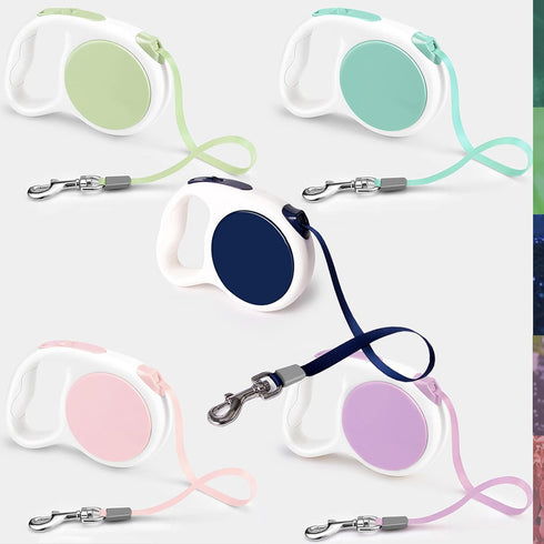 Pink Retractable Dog Leash 10 ft for Small and Medium Dogs and Cats, One Button Brake, Pause, Lock by LFCXHTY