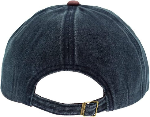 Vintage Baseball Cap, Washed Denim Trucker Cap, Motorcycle Print Pattern Outdoor Sun Hat