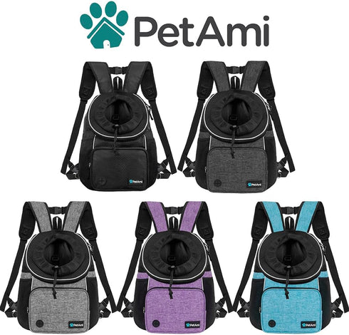Backpack 10 lbs, PetAmi Front Carrier for Dogs and Cats, Adjustable Ventilated Pet Chest Carrier for Hiking Camping