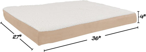 PETMAKER Orthopedic Dog Bed, 2-Layer Memory Foam, Machine Washable Sherpa Top Cover, 36x27 for Large Dogs