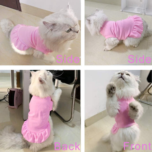 Dog Skirt Shirts, Puppy Dresses for Small Dogs Girls, Comfortable Summer Shirt Beach Wear for Medium Dogs, Pink L