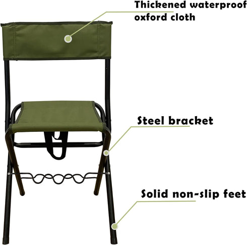 LEADALLWAY Folding Fishing Chair with Rod Holder in Green