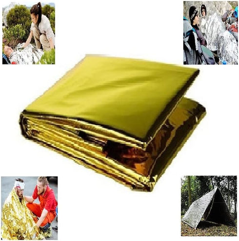 GALAXYLENSE Emergency Mylar Thermal Blanket for Survival First Aid Kits Army Outdoors Hiking Camping Bug Out Trauma Desert All Weather Condition Protection (10 Packs Gold) by GALAXYLENSE