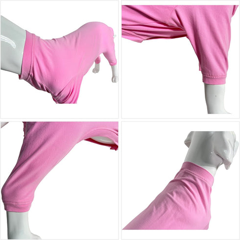 Lovelonglong Four Feet Dog Lightweight Pajamas, Pure Cotton Dog Jumpsuits for Large Medium Small Dogs Pink