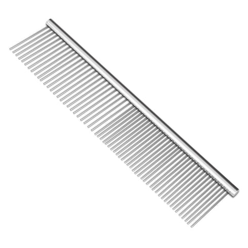 Flexzion Pet Grooming Comb, Stainless Steel Cats Dogs Puppy Medium Animals Hair Fur Trimmer Deshedding Brush Accessory