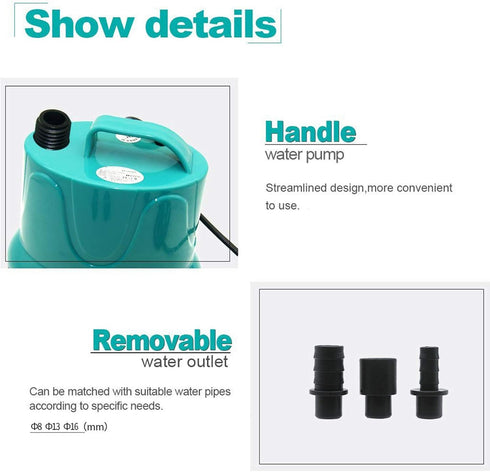 Upettools Submersible Water Pump, Ultra Silent Circulation Pump for Pond, Aquarium, Hydroponics (66GPH, 5W)