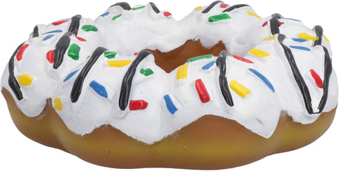 AB Tools 4x4x14cm Pet Dog Vinyl White Donut Food Dog Toy Play Toy with Squeak