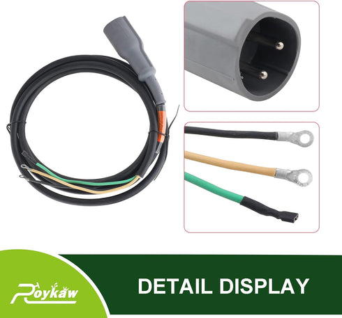Roykaw Club Car 48V Charger Plug Cord - 3 Pin Round Plug for 1995-2014 DS & Precedent Golf Cart Models