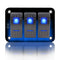 FXC Rocker Switch Aluminum Panel, 3 Gang Toggle Switches Dash, 5 Pin ON/Off, 2 LED Backlit for Boat Car Marine Blue