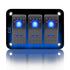 FXC Rocker Switch Aluminum Panel, 3 Gang Toggle Switches Dash, 5 Pin ON/Off, 2 LED Backlit for Boat Car Marine Blue