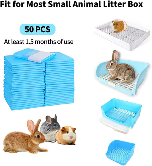 Chinchilla, (50pcs-18 x13, Amakunft Rabbit Pee Pads, Pet Toilet/ Potty Training Pads, Super Absorbent Guinea Pig