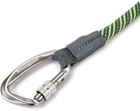 Winchester Pet 6 Foot Rope Leash - Heavy Duty Poly Blend for Large Medium Breed Dogs, Smoke Pine Color, Carabiner Clasp