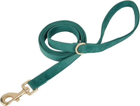 Soft Corduroy Fibric Dog Leash, 5 Feet Length Lead with Heavy Duty Rotating Hook for Medium Large Dogs (M, Green)