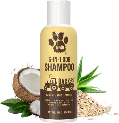 Natural Pet Shampoo No. 40 Premium 6 in 1 Oatmeal Shampoo for Dogs - Moisturize, Deodorize & Soothe Sensitive Skin