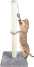 34” Tall Cat Scratching Post, Basic Vertical Scratcher with Sturdy Sisal Rope and Hanging Ball, Plush Base (Grey)