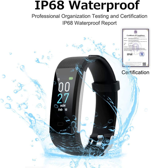 Fitness Tracker Smart Watch with Heart Rate, Blood Pressure, Blood Oxygen, Sleep Monitor, Pedometer for Kids, Men, Women