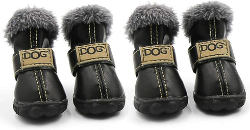 Snow Small Dog Boots, Pet Antiskid Dog Shoes, Winter Waterproof Skidproof Paw Protectors (L, Black)