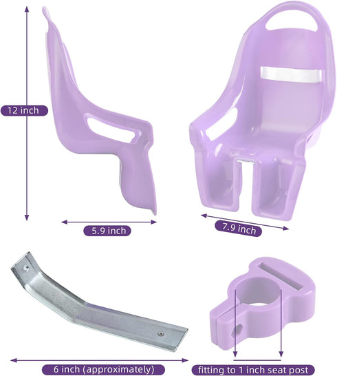 EIRONA Kids Bicycle Doll Seat Doll Chair Accessory for Childrens Bikes, Purple