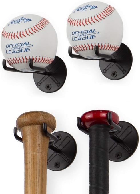 Wallniture Sporta Baseball Holder, Set of 4 Display Stand for Baseball Bat and Ball Storage