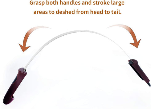 Dual-Sided De-Shedding Tool with Stainless Steel Blade for All Dog Coat Types - Soft Touch Grip (Burgundy)
