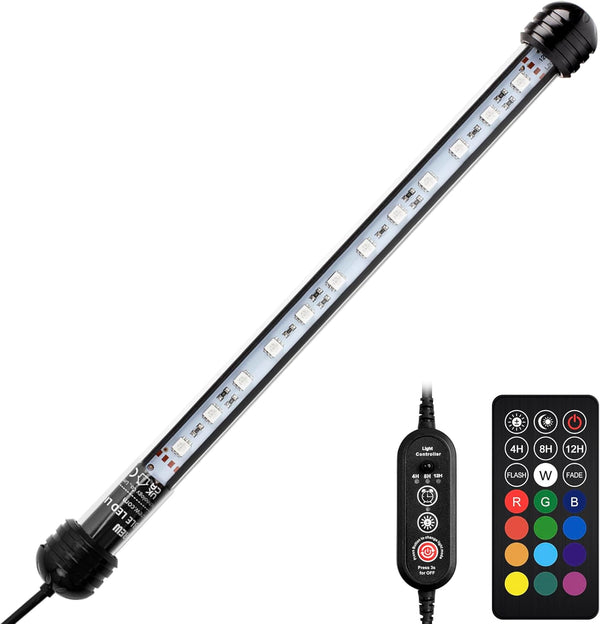 NICREW Submersible RGB Aquarium Light, Multicolor LED Light with Timer and Remote Controller, 11 Inches