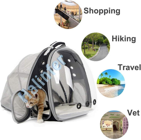 Back Expandable Cat Backpack Carrier, Space Capsule Bubble Window for Cats & Small Puppies, Up to 12 lbs