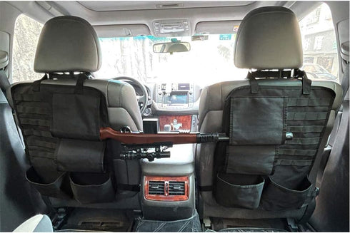 Tactical Car Seat Back Organizer with Molle Panel Vehicle Gun Holder - Seat Back Storage Cover for Rifle Hunting