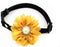 Designer Rhinestones Daisy Flower Charm Suede Leather Pet Cat Dog Bow Tie Collar Necklace (Yellow, Size XS)